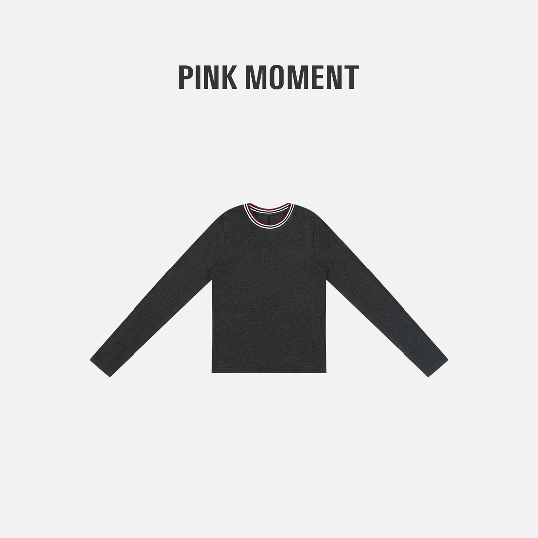 PM王囡囡 “慵懒炭灰” 领口撞色圆领长袖 NC1C0401