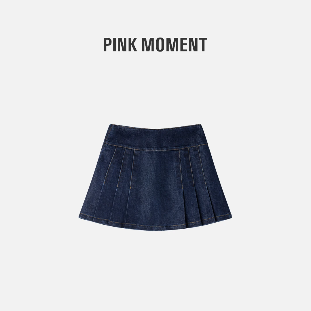 PM王囡囡 “单宁女孩” 美式复古压褶半身裙 (有内衬） NC1C0111