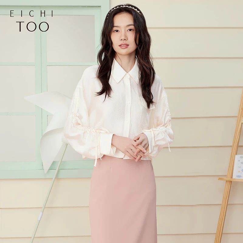 A爱居兔春季新款经典时尚百搭好穿设计感长袖衬衫ENEAJ1P009A