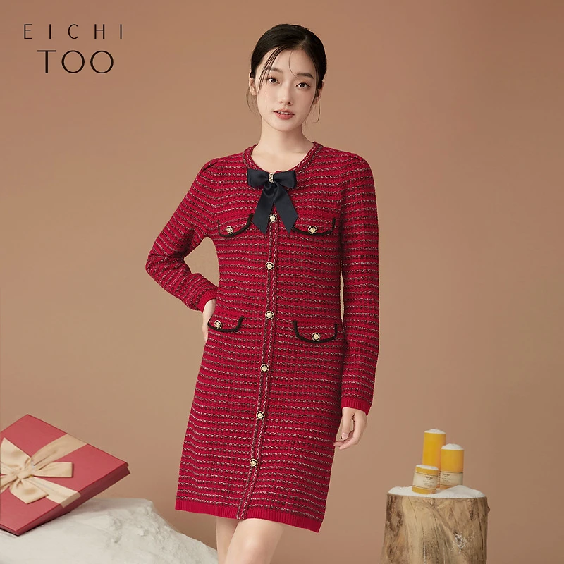 B爱居兔新年氛围感小香风系列针织衫连衣裙EQLSJ4N002A