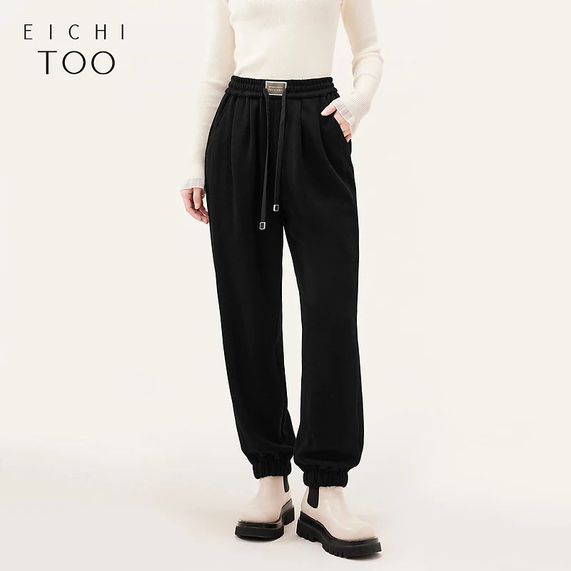 A爱居兔秋季高腰设计运动时尚纯色休闲裤卫裤EKCAJ3N005A