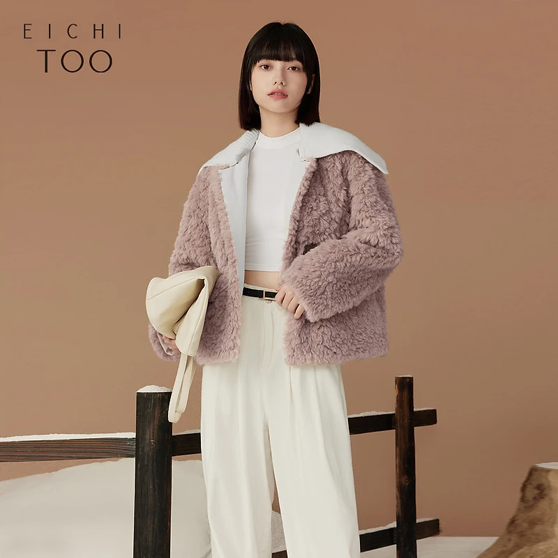 A爱居兔柔软时尚仿真皮草复古时尚外套EWJAJ4N009A