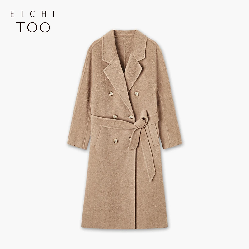 【绵羊毛+羊驼毛】爱居兔高级感显瘦百搭时尚双面呢大衣EWDSJ4N028A