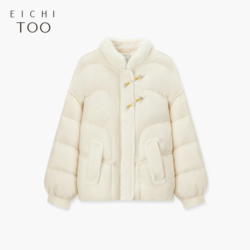 A爱居兔24年冬季新款宽松时尚短款新中式羽绒服EWRAJ4P001A