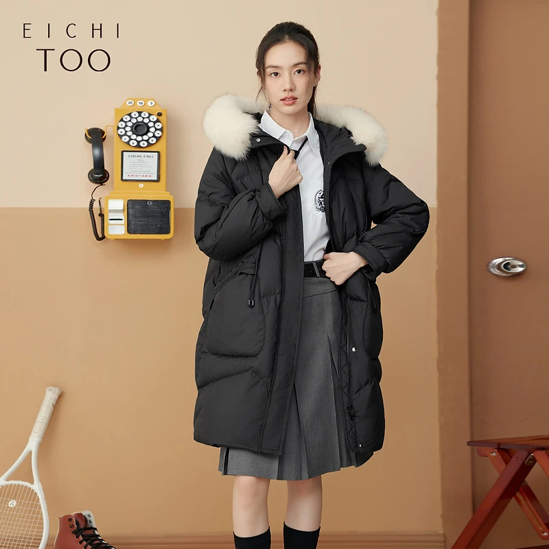 A爱居兔纯黑色保暖时尚羽绒服外套EWRAJ4N027A