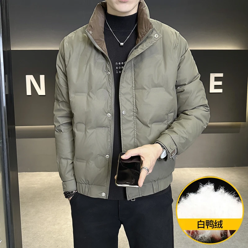 2024男士新款国标羽绒服时尚百搭保暖立领冬季休闲白鸭绒羽绒服