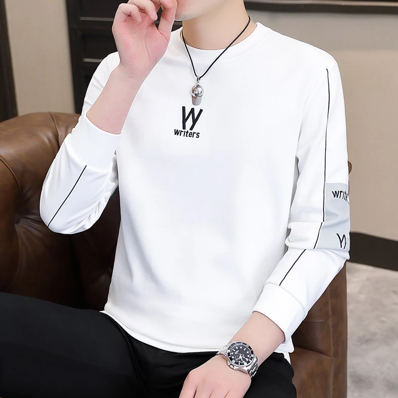 2024男士秋冬季新款字母刺绣青年时尚百搭休闲长袖圆领卫衣