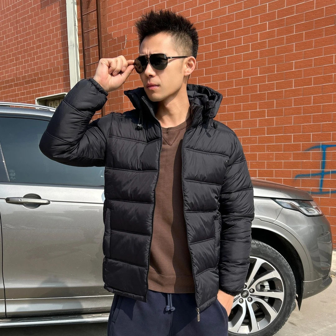 冬季男士经典简约加厚棉服33棉衣休闲连帽保暖立领防风棉衣时尚