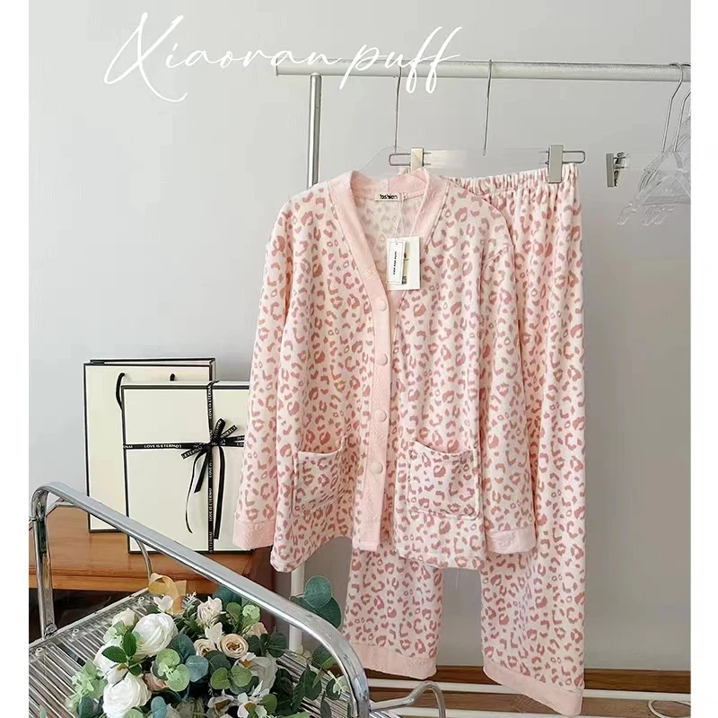 海岛绒睡衣女秋冬双面绒亲肤显白春秋长裤保暖仙女套装休闲家居服