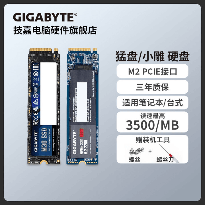 Gigabyte/技嘉技嘉猛盘256G/512G/1TM.2笔记本高速台式机固态硬盘