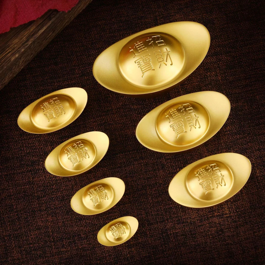 仿真金元宝摆件沙金实心元宝工艺品摆件家居客厅办公桌装饰礼品
