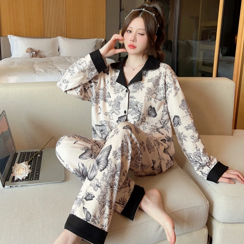 2024秋季新款长袖睡衣女套装国风高颜值ins家居服休闲宽松可外穿