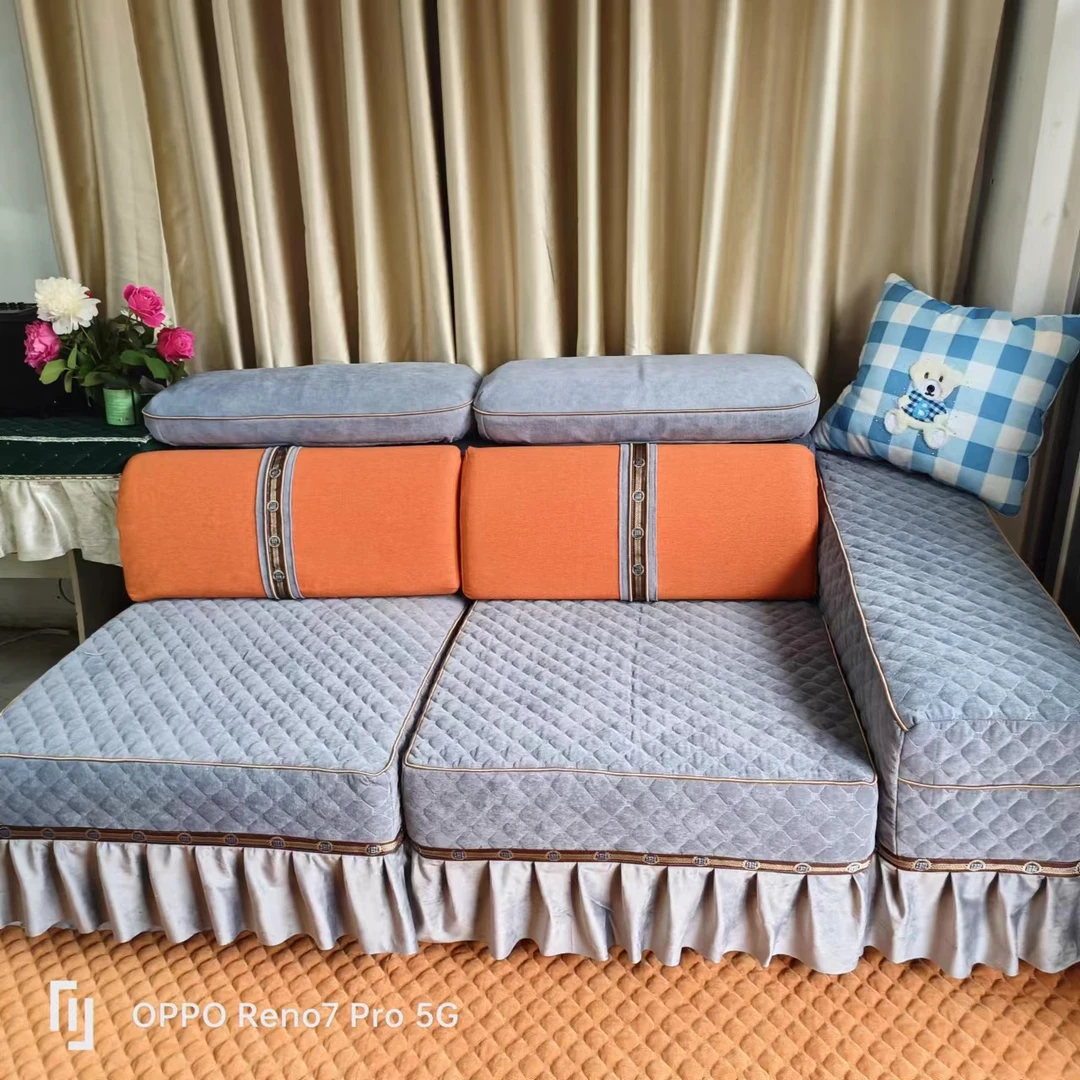 绗棉沙发套，防滑底，不移不滑，可拆洗，安装方便。高档轻奢时尚简约