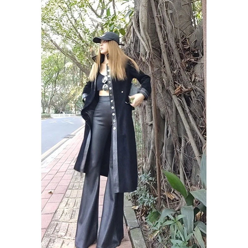 【像皮不是皮】AOAOMISSSHOP鳌鳌家雪花绒喇叭裤 长裤57-1