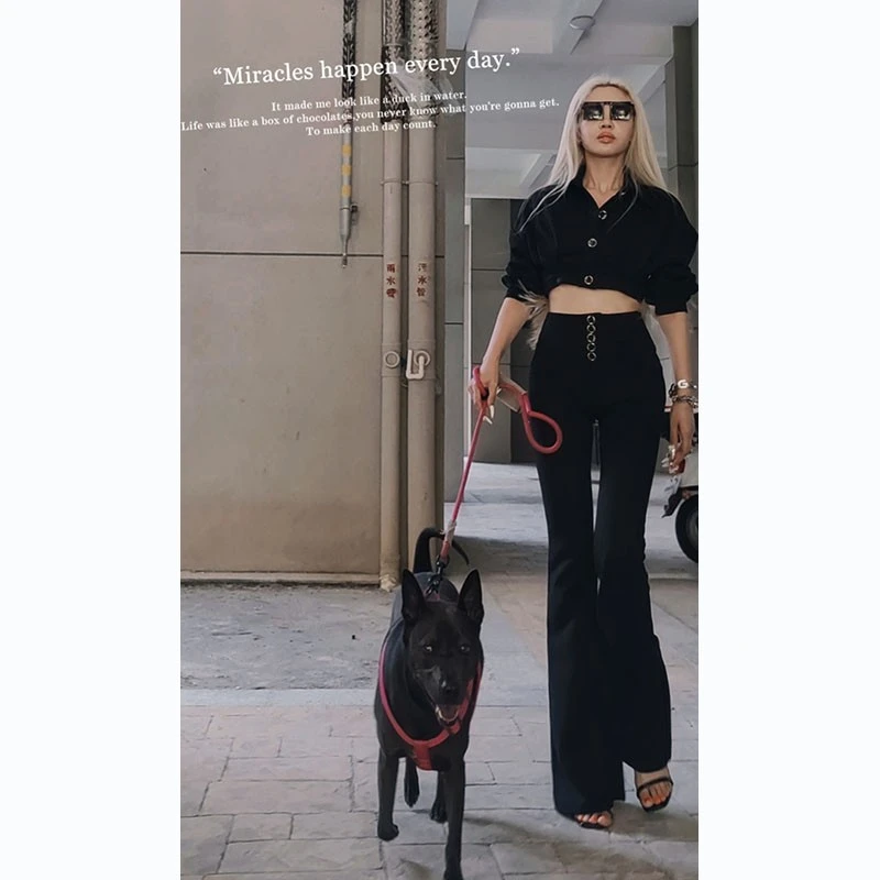 【黑色雪花绒多排扣微喇叭】AOAOMISSSHOP鳌鳌家秋冬款长裤223】46-2