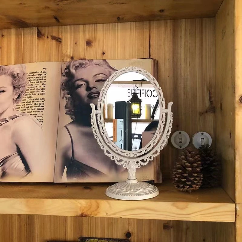 欧式简约复古镜子化妆拍照网红双面镜子