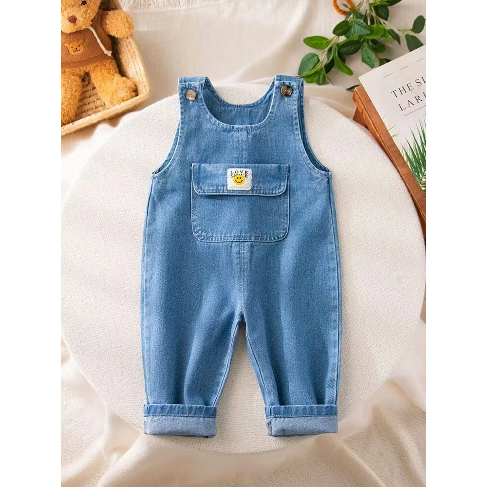 【小扬哥推荐】男女宝宝牛仔背带裤春秋款2023背心式高腰婴儿两用
