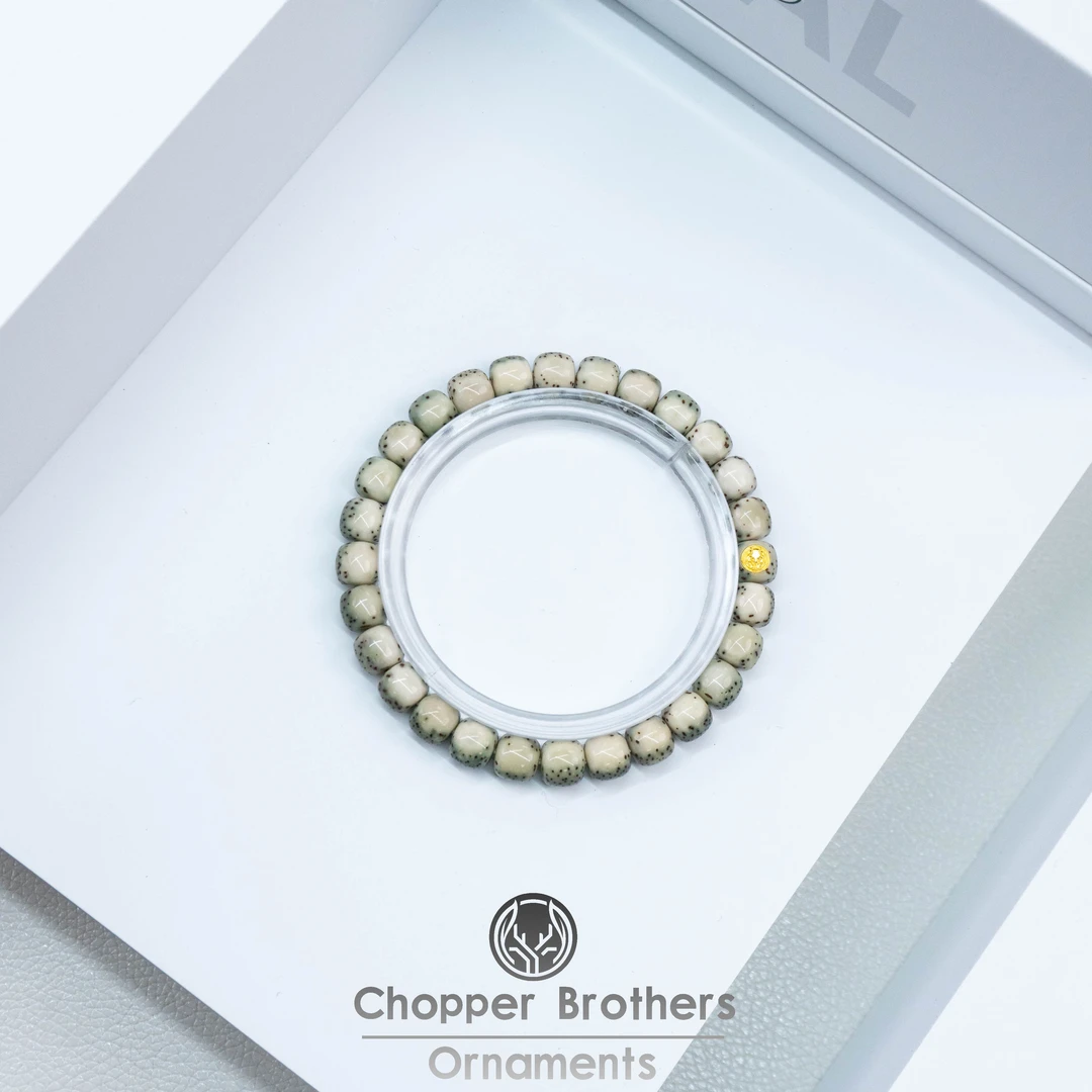 118/SSS 金标石玉料绿背河豚星月菩提手串 8×7mm（礼盒）