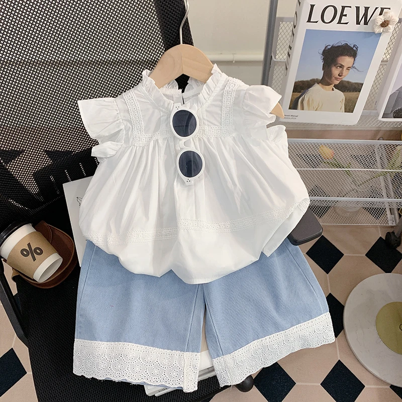 【米家原创】女童套装夏装2025新款洋气娃娃衫裤子两件套夏季薄款