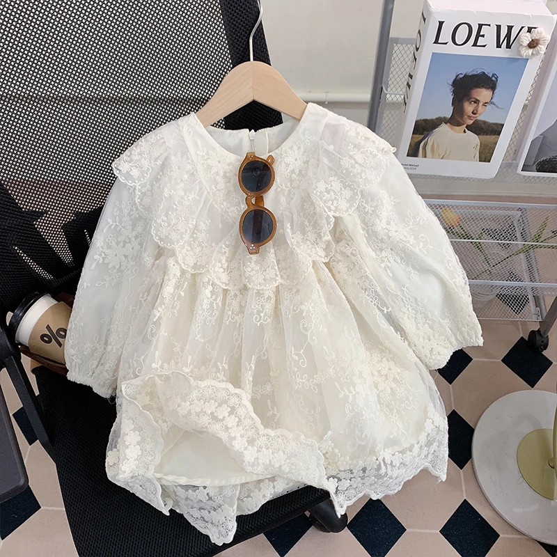 【米家原创】女童连衣裙秋装2025新款洋气公主蕾丝裙子周岁礼服春秋