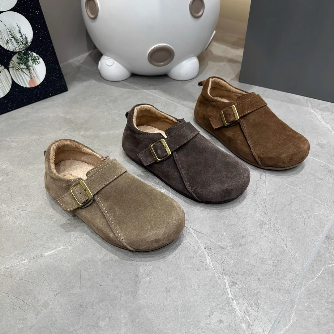 高级感2024冬季新款女舒适百搭全包勃肯鞋懒人一脚蹬豆豆鞋乐福鞋