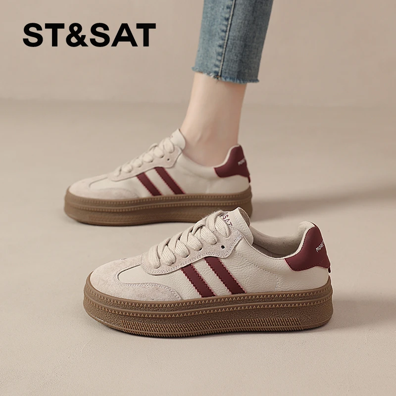 星期六德训鞋女新款轻奢鞋子女款春季厚底休闲运动鞋板鞋复古百搭