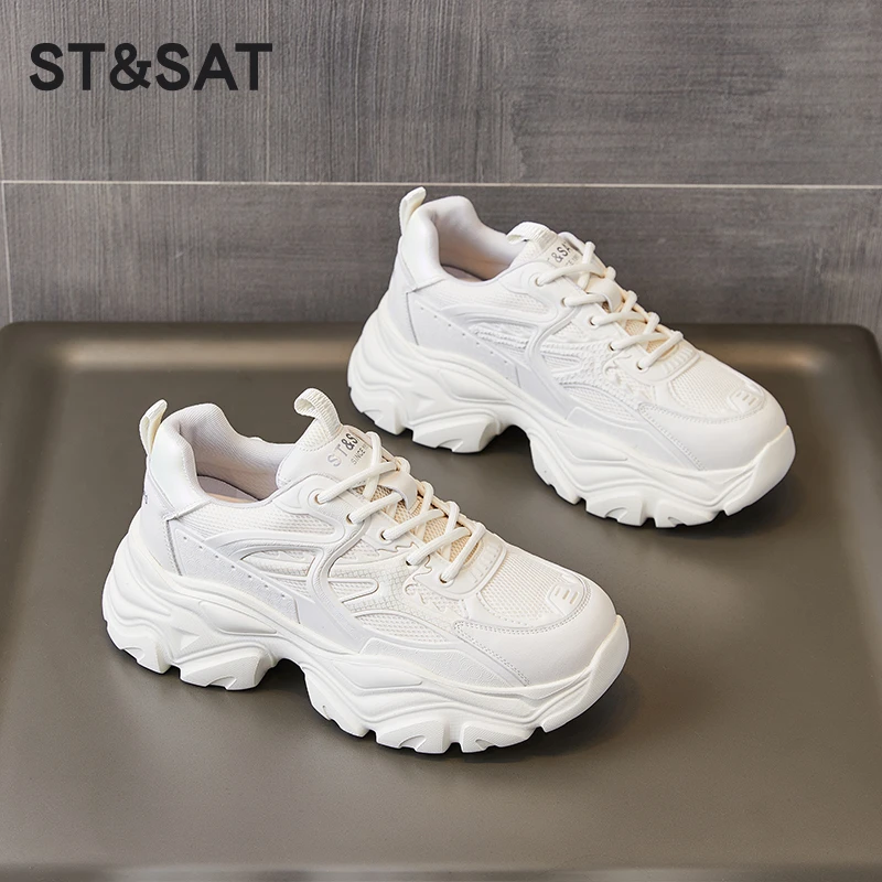 St&Sat/星期六老爹鞋厚底春季透气新款轻奢鞋子女款增高女鞋爆款