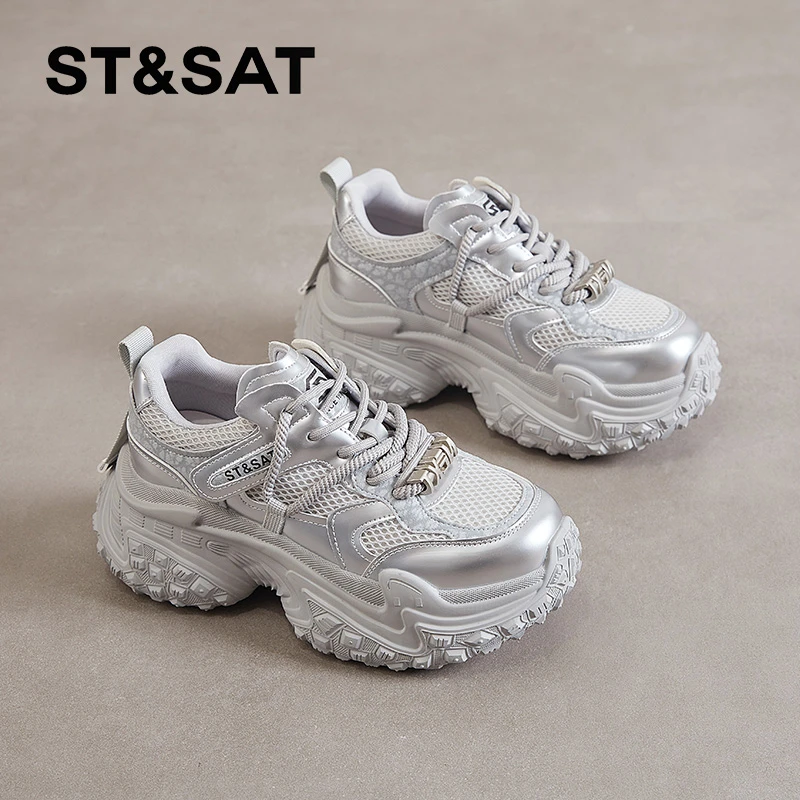 St&Sat/星期六女鞋小白鞋时尚百搭夏季透气老爹鞋厚底网红春秋ins