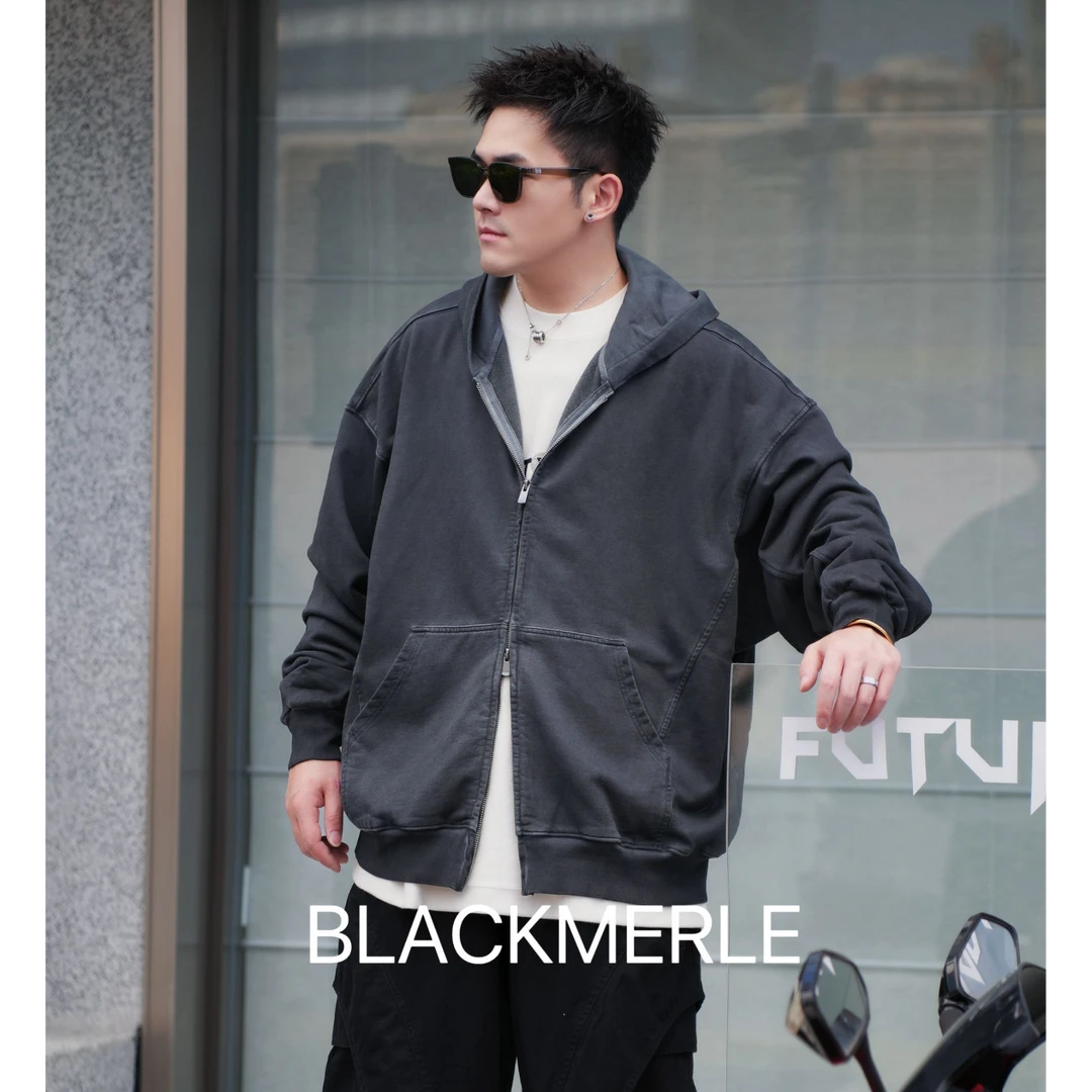 男士秋冬季新款个性休闲连帽水洗外套潮流百搭宽松长袖潮牌夹克