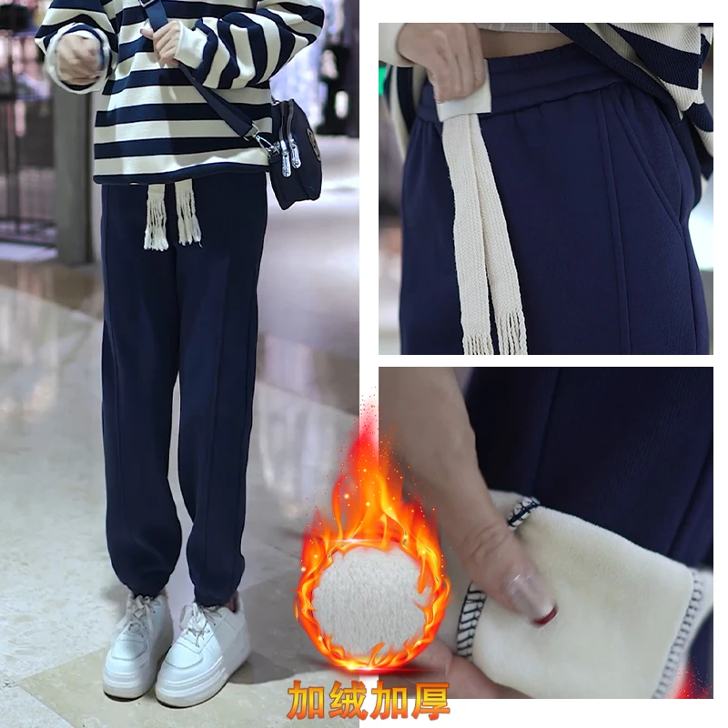 8662休闲运动卫裤女2023秋季新款宽松束脚裤粗抽绳纯色百搭裤女装