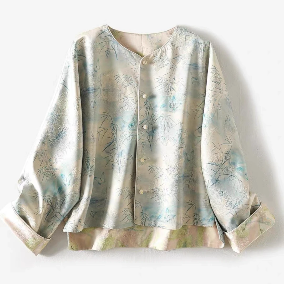 【亭竹】醋酸冠乐绉原创设计中国风上衣外套短秋冬改良中式