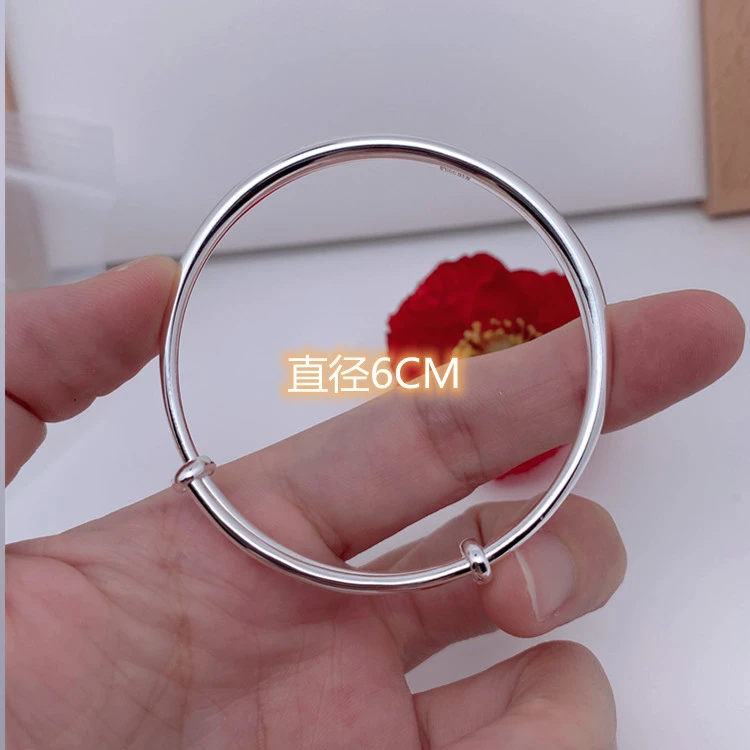 足银手镯 足银9999光面推拉手镯 经典大方