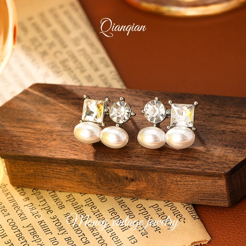 925银耳饰 主播自留款精致四方耳钉fever同款轻奢百搭复古vintage