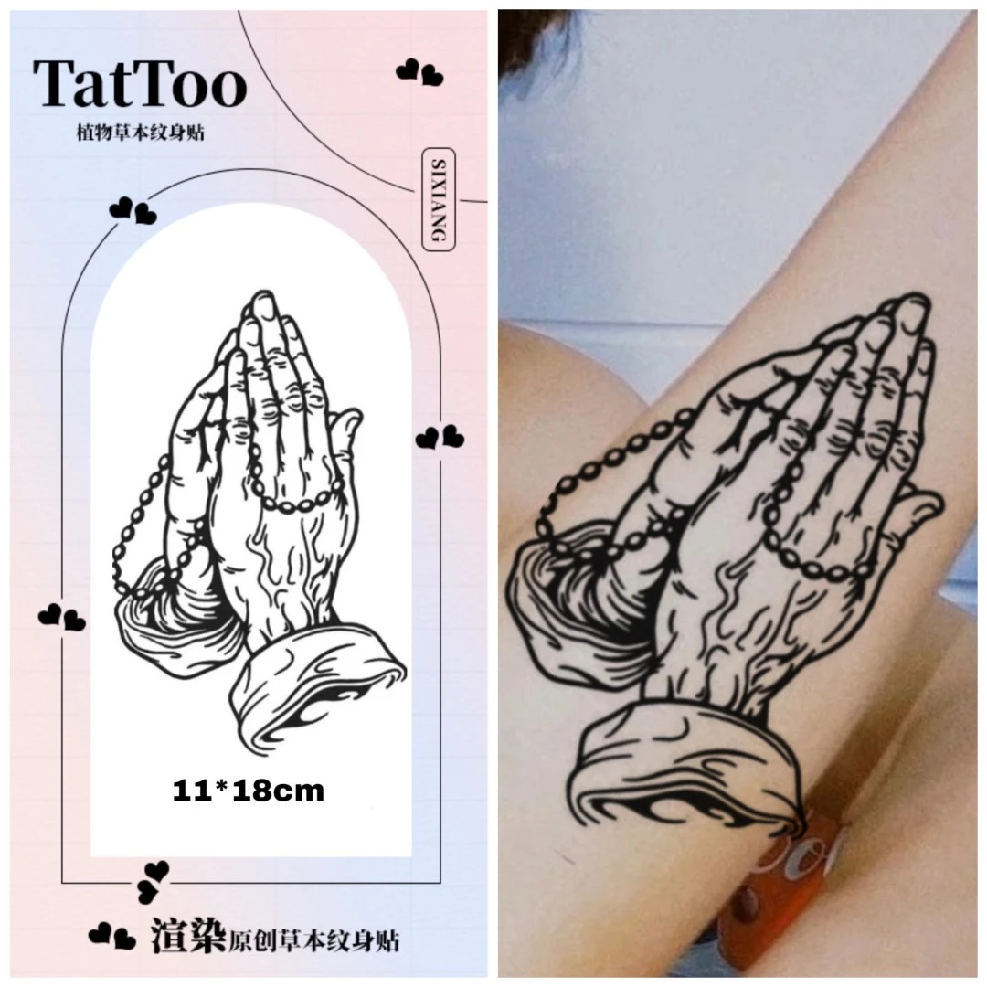 渲染tatoo草本纹身贴佛手122防水搓纹身贴防水持久逼真