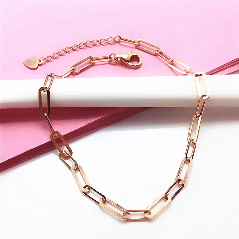 加厚版卡链手链时尚简约百搭14K玫瑰金手链