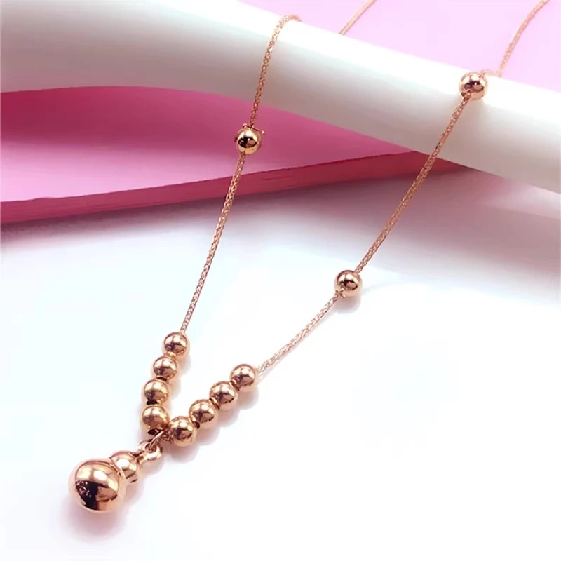 紫金珠珠葫芦手链女士精致时尚百搭不掉色14K玫瑰金