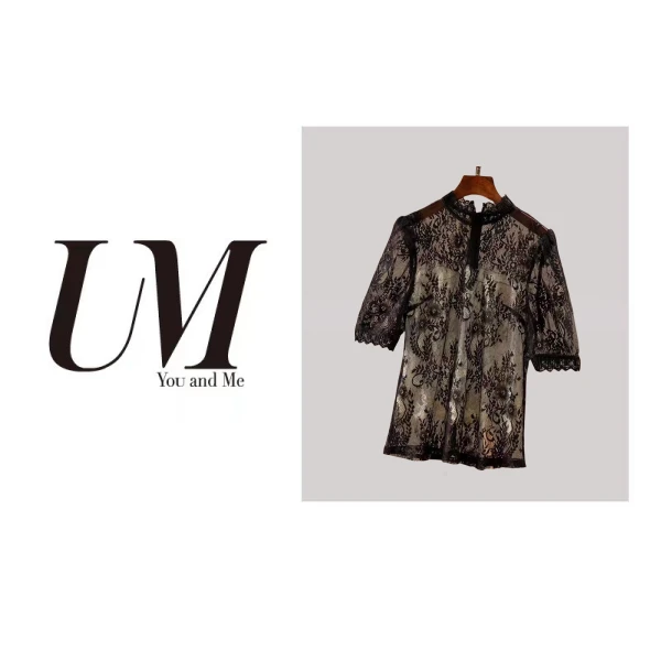 【U.M】维纳斯女士精致蕾丝半袖上衣气质优雅
