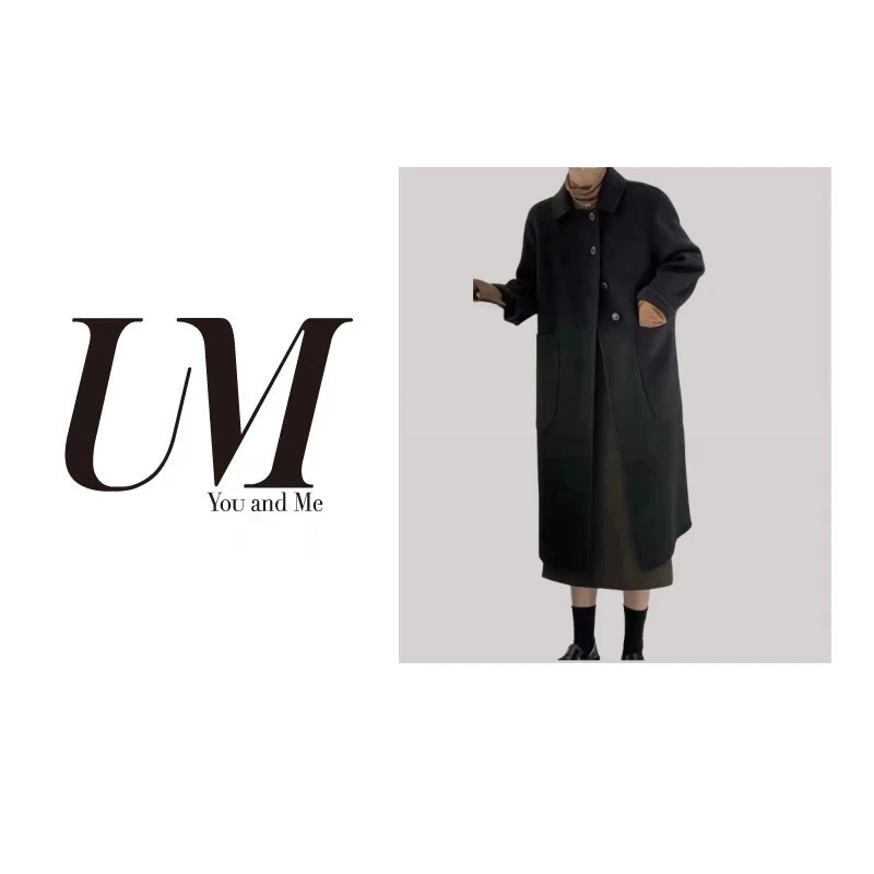 【U.M】风的季节翻领羊毛知性风大衣四粒扣秋冬休闲气质时尚百搭