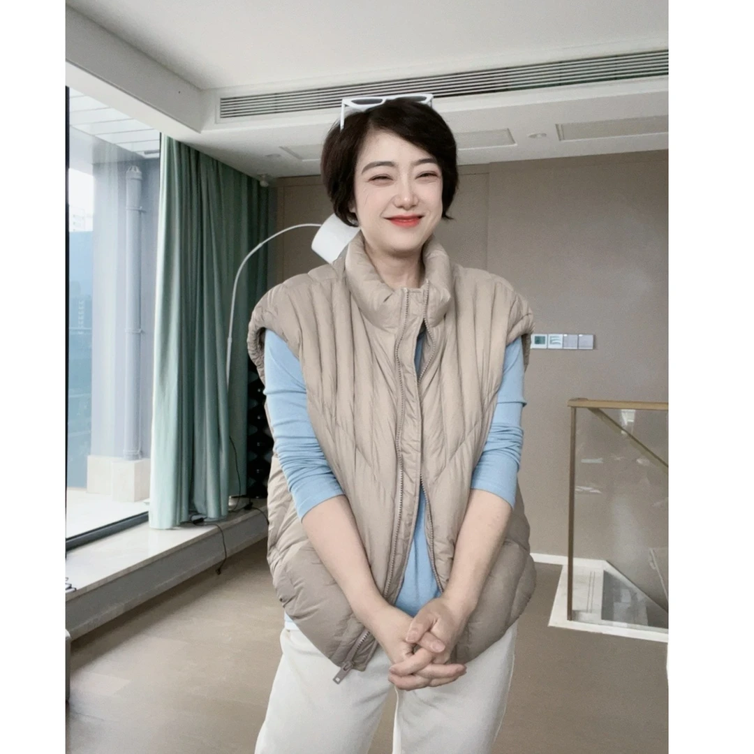 【U.M】女士设计款落肩轻柔款鸭绒马甲K2356宽松休闲百搭无袖简约
