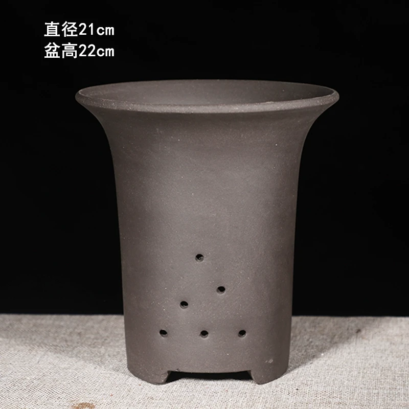 Z17号促销紫泥款21cm紫砂花盆特大号盆景盆简约陶瓷花盆室内花卉