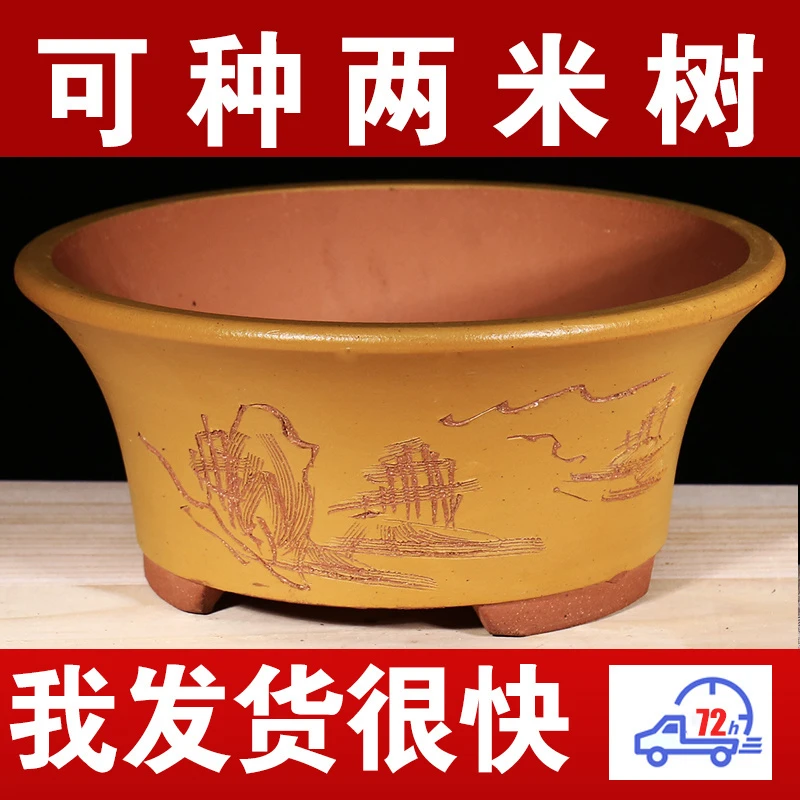 紫砂花盆大口径盆景花盆情绪稳定花盆户外庭院陶瓷花盆