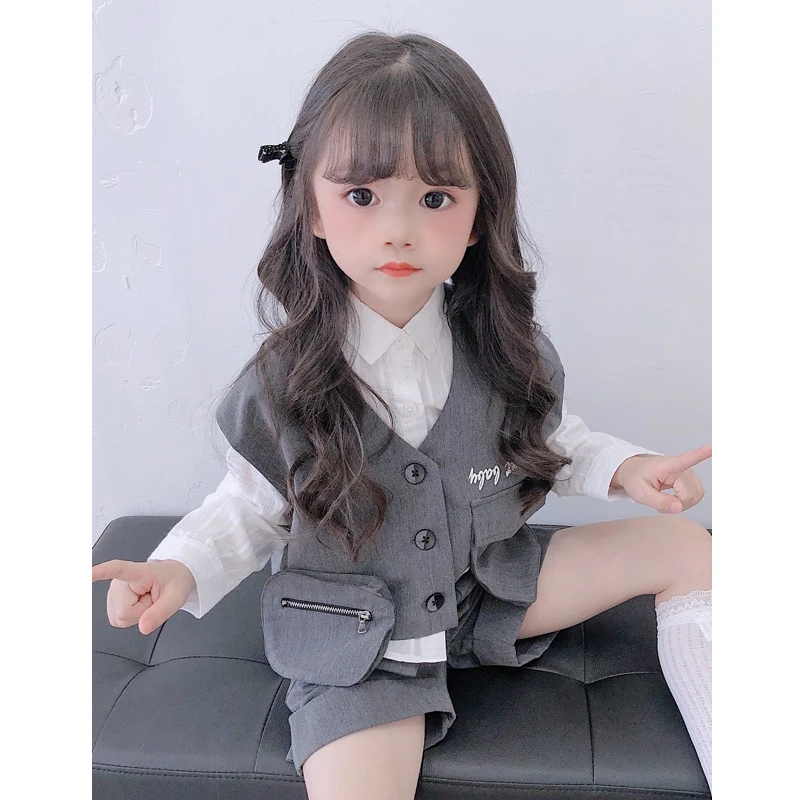 男童马甲工装套装2件套DM251儿童灰色韩版百搭时尚洋气