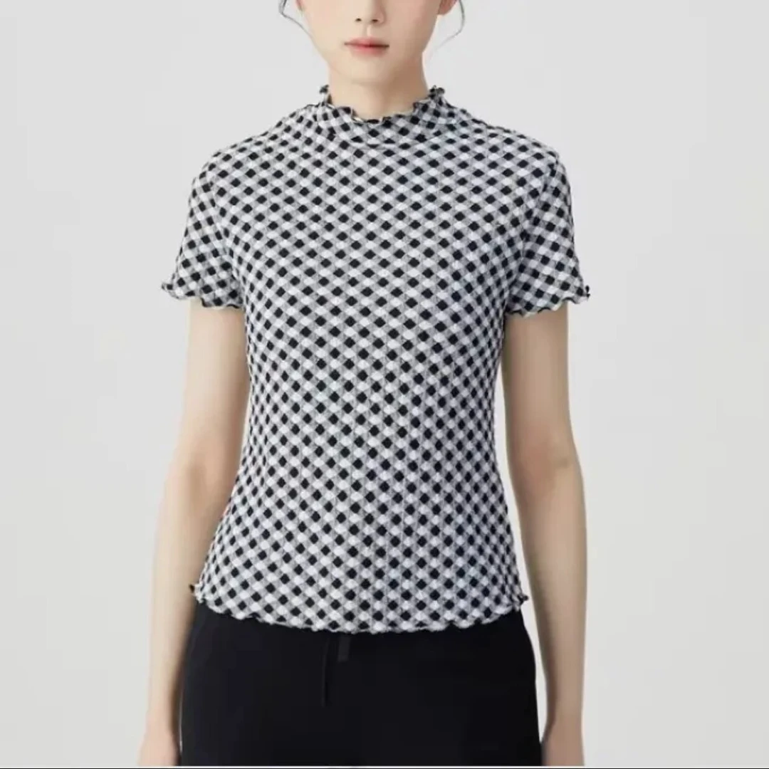 【商场同款】云朵T恤衫经典时尚洋气百搭休闲花边领半袖T恤5300603