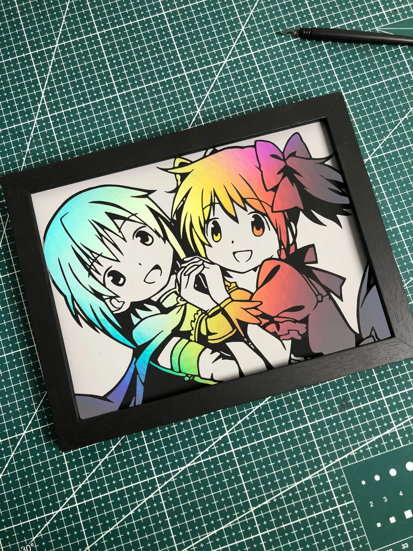《魔法少女小圆》动漫炫彩镭射刮画零基础镭射刮画纸材料包自带图案