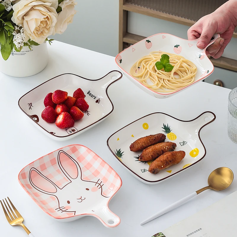 陶瓷釉下彩餐具家用盘子高颜值多功能米饭菜碗早餐饺子水果沙拉盘