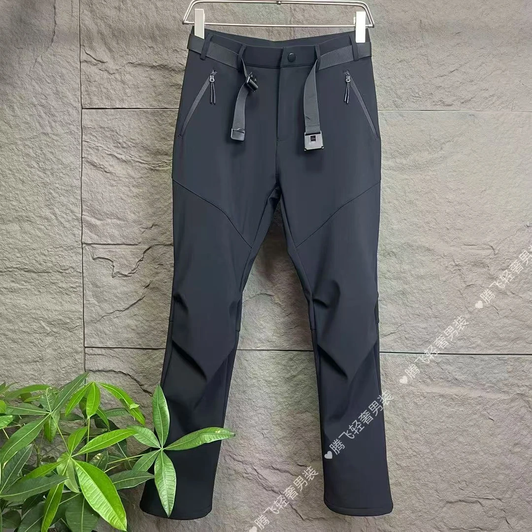 男士冬季加绒裤户外软壳冲锋裤运动休闲裤防风保暖舒适透气直筒裤