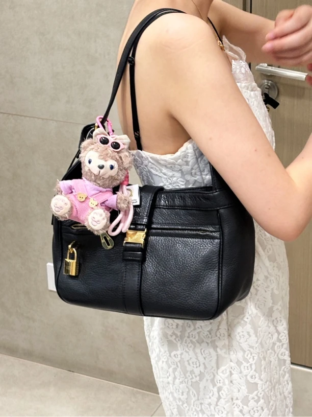 95新 LOEWE/罗意威 黑金锁头hobo饭盒单肩包