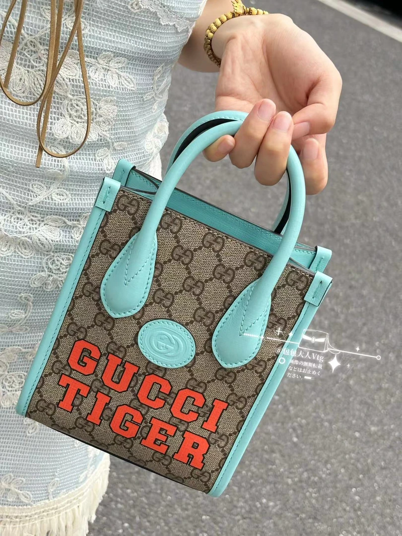 99新 GUCCI/古驰 天蓝色限定款Mini琴谱单肩包