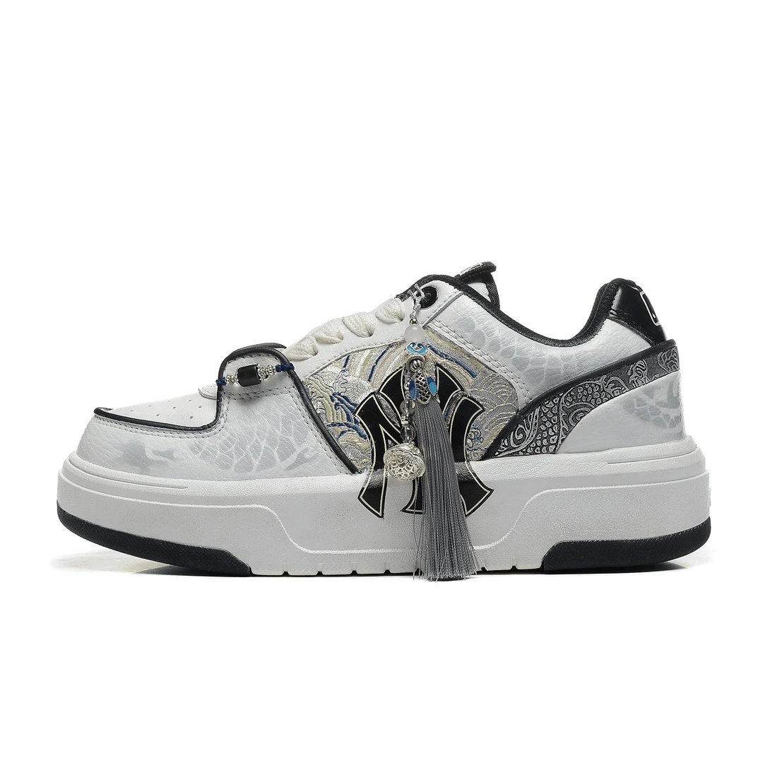 MLB纽约洋基队 国风流苏  耐磨增高 低帮 板鞋 男女同款 白色