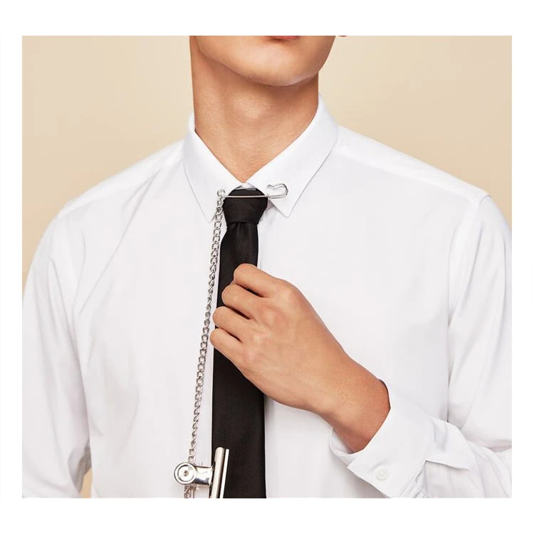 剪标带收腰线修身男士纯白色长袖衬衫韩版衬衣商务休闲百搭通勤